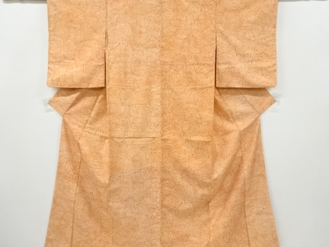 アンティーク　草花模様手織り節紬着物